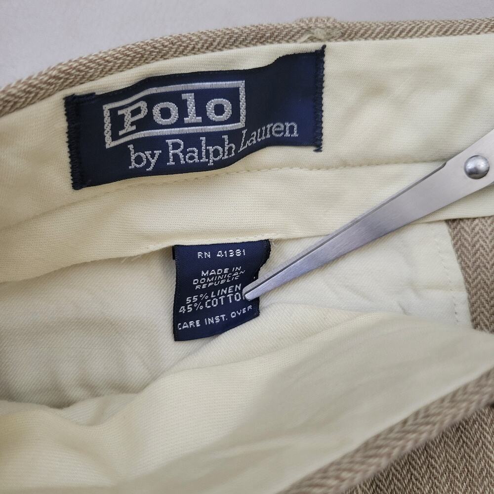VINTAGE Polo Ralph Lauren Whipcord Trousers Size Cotton Cuffed Pants Size 36x30 - Picture 13 of 13